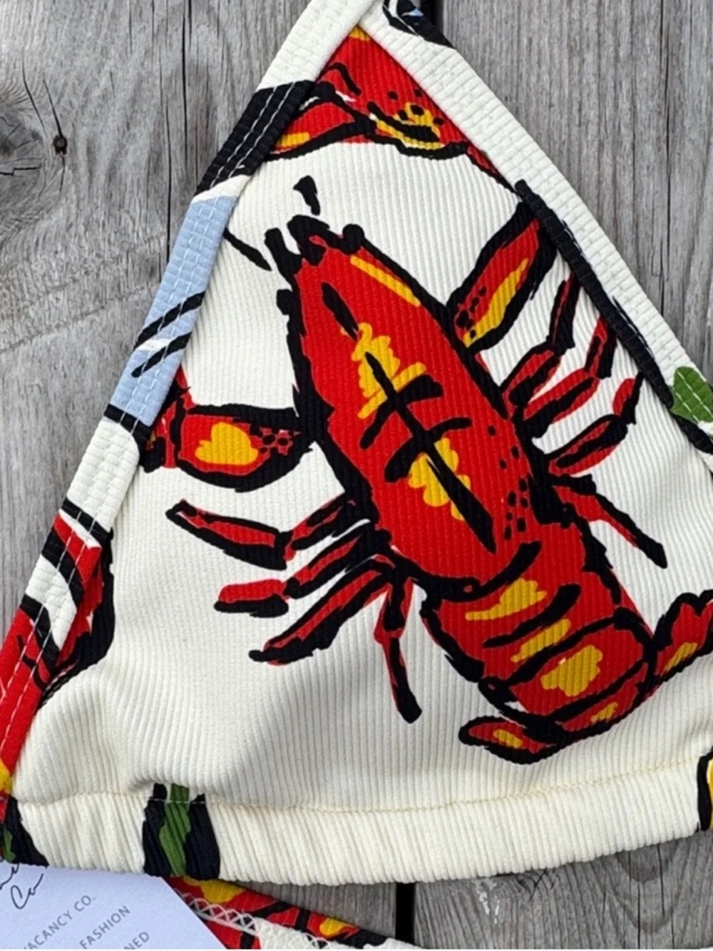 VACANCY CO LOBSTER NANTUCKET Print Triangle Bikini Set -NWT! L